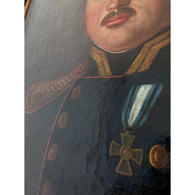 Antique Original Oil Painting of an Officer, Large Gentleman Portrait Painting For Sale - Image 4 of 11
