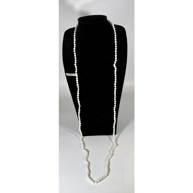 Fresh Water Round Pearl Single Strand Necklace, Opera Length For Sale In New York - Image 6 of 18