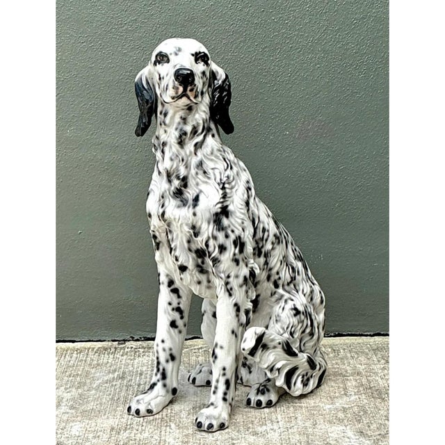 Vintage Italian Black and White Glazed Ceramic Dog Statue For Sale In West Palm - Image 6 of 12
