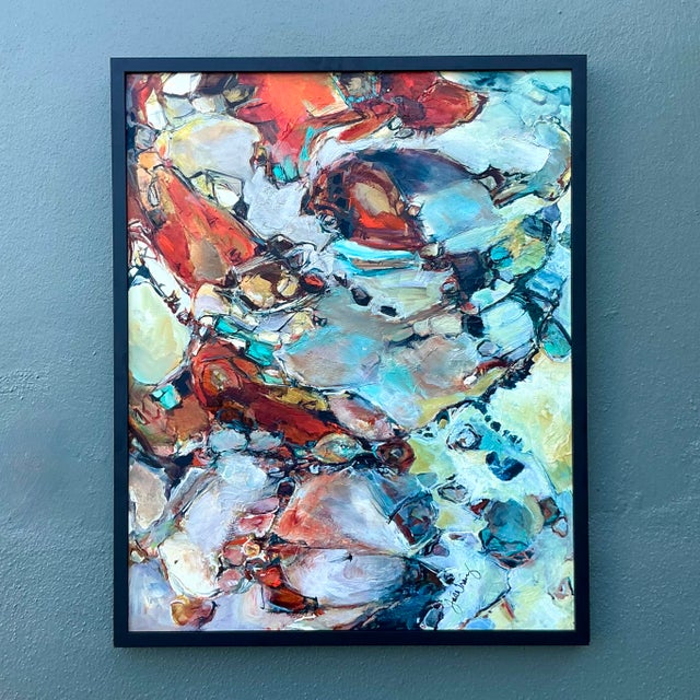 Vintage Boho Original Abstract Oil on Board For Sale - Image 9 of 9