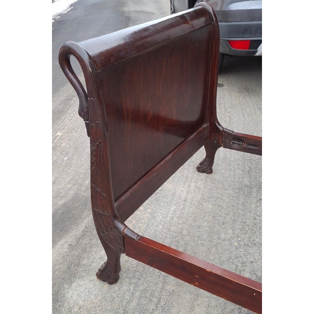Brown 19th Century American Empire Carved Swan Mahogany Single Size Sleigh Daybed For Sale - Image 8 of 14