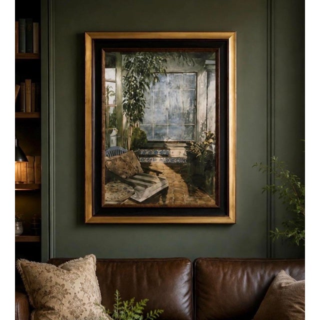 Dennis Carney Original Conservatory Interior Painting, Framed, 48" X 35.5" For Sale - Image 9 of 10