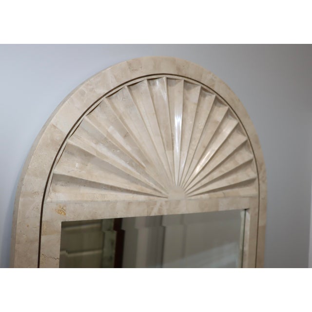 Metal 1990's Tessellated Stone Arched Wall Mirrro For Sale - Image 7 of 16
