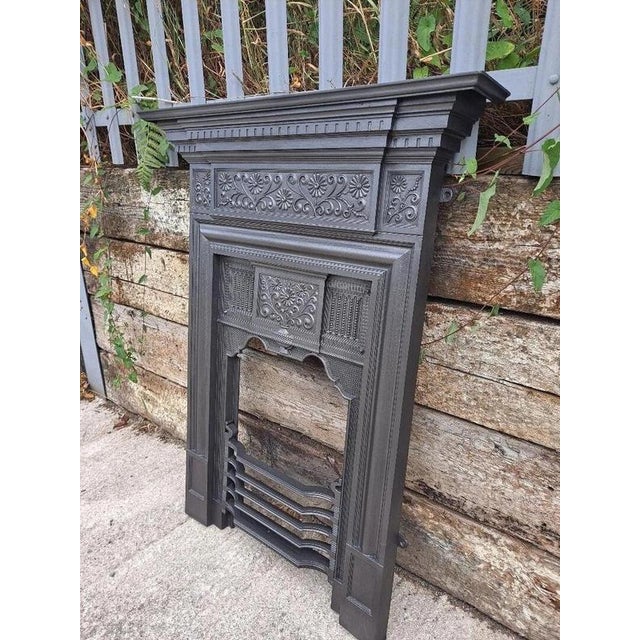 Wood Edwardian Cast Iron Combination Fireplace Surround For Sale - Image 7 of 18