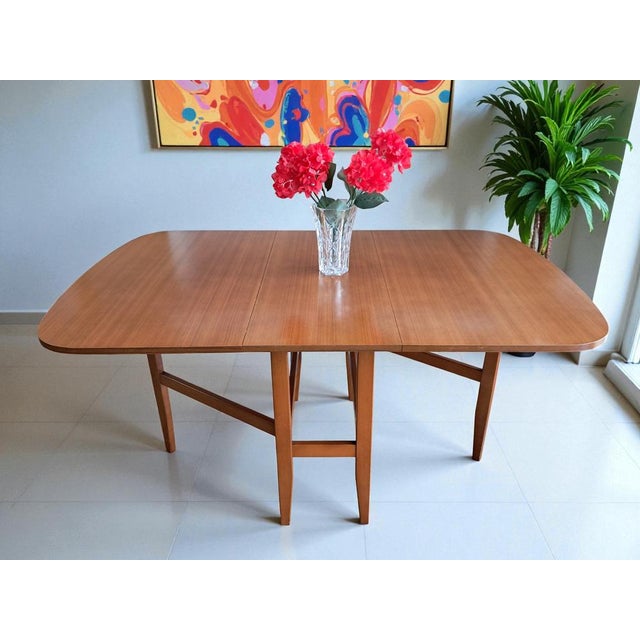 Brown Vintage Dining Table in Teak with Drop Leaf, 1970 For Sale - Image 8 of 16