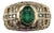 Late 20th Century 14k Yellow Gold Natural Emerald and Diamond Dome Ring, Size 5.75 For Sale