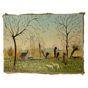 Laurent Pradat, House in the Trees, 1976, Oil on Canvas