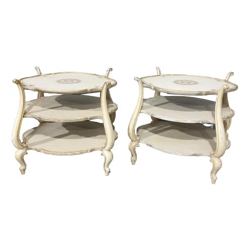 Painted Occasional Lamp Tables, Set of 2 For Sale