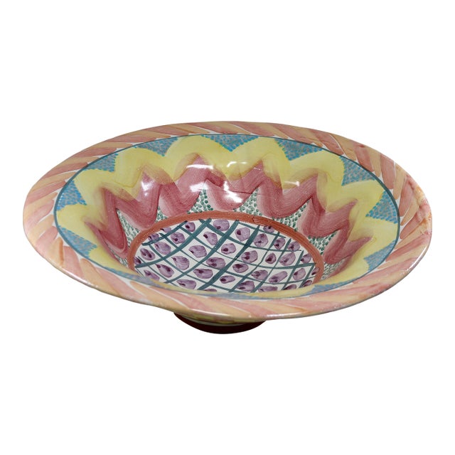1990s Mackenzie Childs Boho Chic Huge Salad Serving/Centerpiece Bowl in the Keukenhof Pattern For Sale