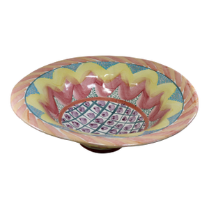 1990s Mackenzie Childs Boho Chic Huge Salad Serving/Centerpiece Bowl in the Keukenhof Pattern