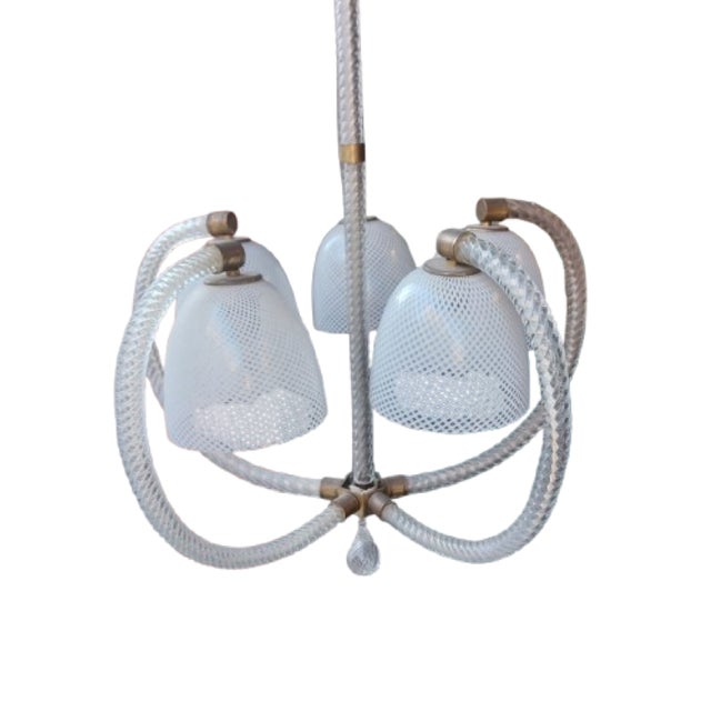 Vintage Brass Chandelier from Barovier and Toso, 1940 For Sale - Image 4 of 6