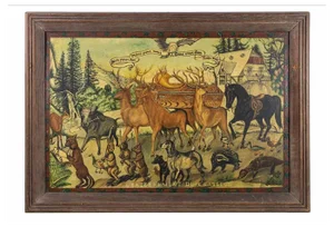 Unknown, Hunter's Funeral, Drawing in Tempera, Early 20th Century