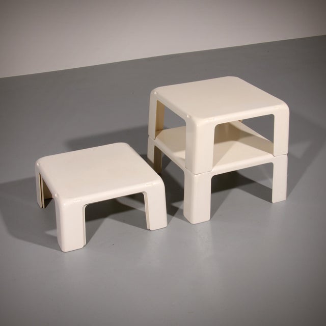 Cream Space Age Gatti Side Tables by Mario Bellini for C&B Italia, 1970, Set of 4 For Sale - Image 8 of 12