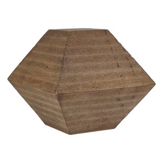 Vintage Original Geometric Wood Sculpture in Faceted Polyhedron Diamond/Pyramid Shape For Sale