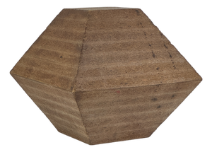 Vintage Original Geometric Wood Sculpture in Faceted Polyhedron Diamond/Pyramid Shape