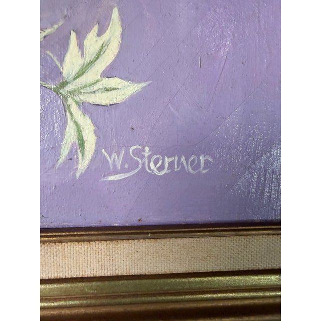 Vintage W. Sterner Still Life- Floral on Vase Oil on Canvas Painting – Framed For Sale - Image 10 of 14