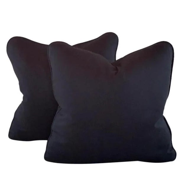 2020s Designer P Kaufmann Waverly Black Solid Cotton Pillow Covers- 3 Pieces For Sale - Image 5 of 10