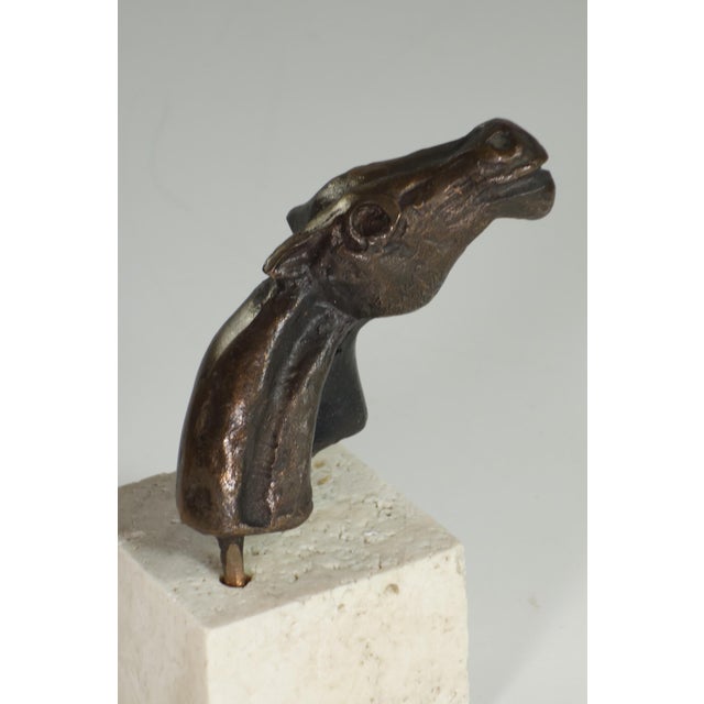 Bruno Cassinari, Horse Head Sculpture, 1970s, Bronze on Travertine Base For Sale - Image 6 of 8