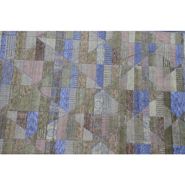 Olive Large Piled Scandinavian Sub-Geometric Modern Rug by Keivan Woven Arts For Sale - Image 8 of 12