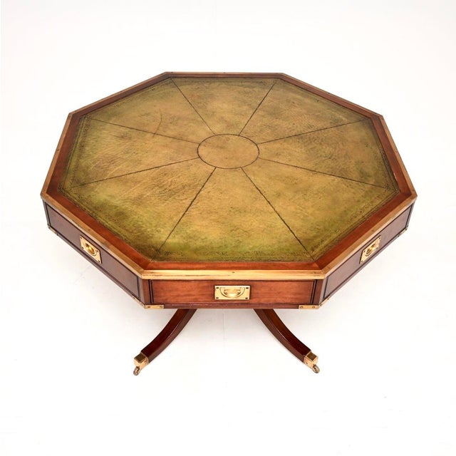1950s Large Antique Military Campaign Drum Table with Leather Top, 1950 For Sale - Image 5 of 11