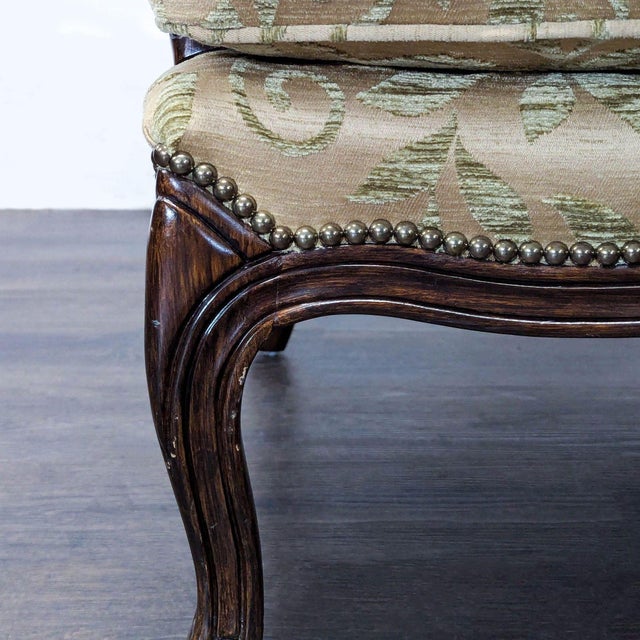 Beige Louis XV Style Upholstered Bergère Lounge Chair For Sale - Image 8 of 15