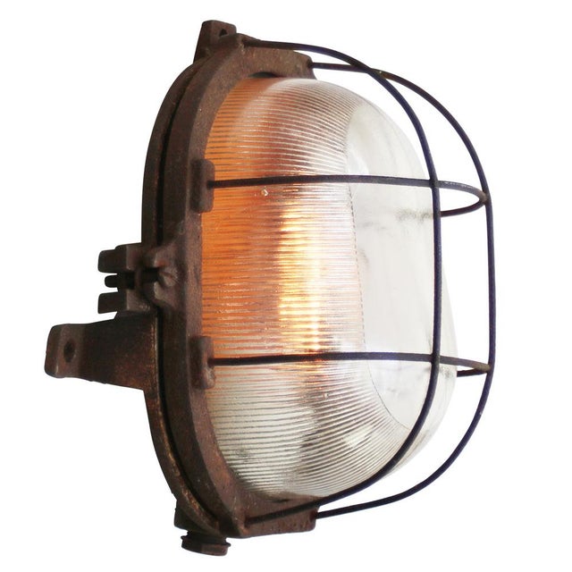 Rust iron factory wall cast iron clear striped glass E27 / E26 Up to 250V (Europe/UK Standard).The wiring of this item may...