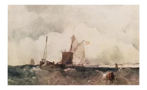 1959 After "Before the English Coast" by Richard P. Bonington, Full-Color Hungarian Print