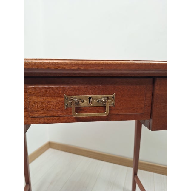 Art Nouveau Wooden Desk with Brass Inserts by Eugenio Quarti, 1890s For Sale - Image 14 of 18