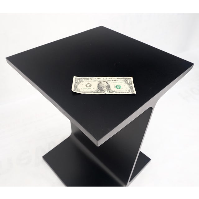 Pair Ward Bennet Black Enamel i Beam End Side Occasional Tables Stands Mint For Sale - Image 11 of 13