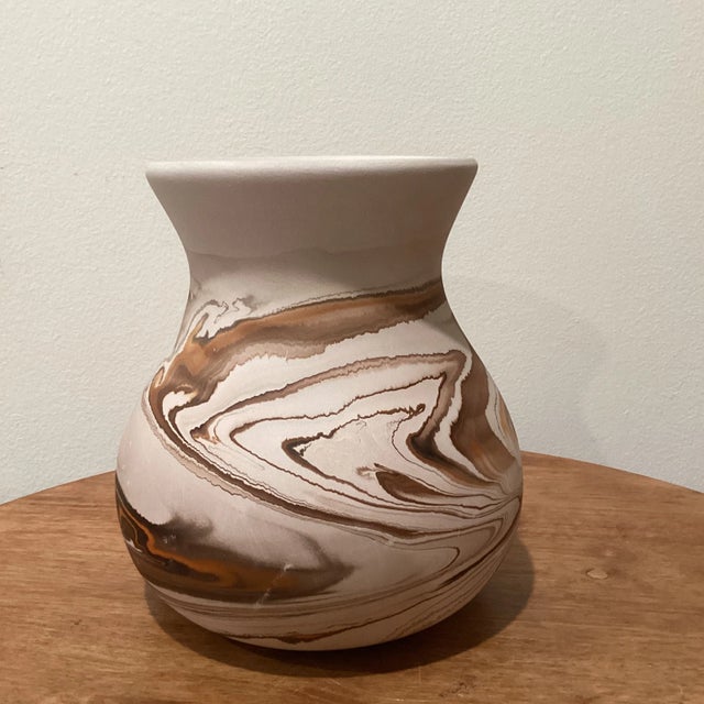 Mid Century Handmade Hand Painted Nemadji Pottery Vase