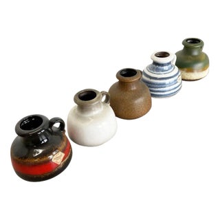 Vintage German Fat Lava 493-10 Pottery Vases from Scheurich, Set of 5 For Sale