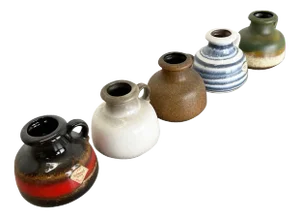 Vintage German Fat Lava 493-10 Pottery Vases from Scheurich, Set of 5