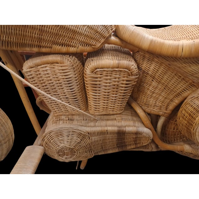 Vintage Mid Century Life Size Wicker Motorcycle For Sale In West Palm - Image 6 of 9