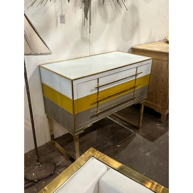 Murano Glass and Brass Designer Multi-Glass Side Table For Sale In Dallas - Image 6 of 7