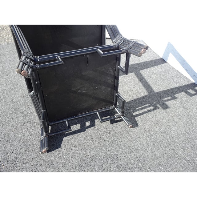 Black Vintage Chinese Chippendale Bamboo Rattan End Table For Sale - Image 16 of 16