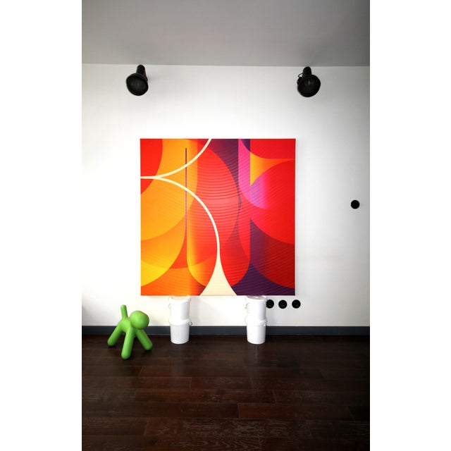 Contemporary Abstract Matte Gel Applied on Fine Art Digital Printed Canvas "Safran Vermeil Evêque # Beurek Beurek" by Jerome Tham Vo My For Sale - Image 4 of 4