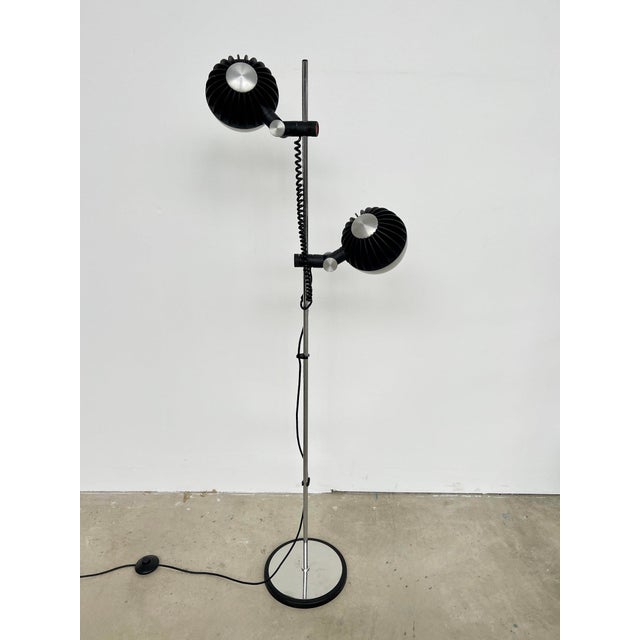 2-Spot Floor Lamp in Brushed Steel and Matte Black from Fase, 1970s For Sale - Image 4 of 12