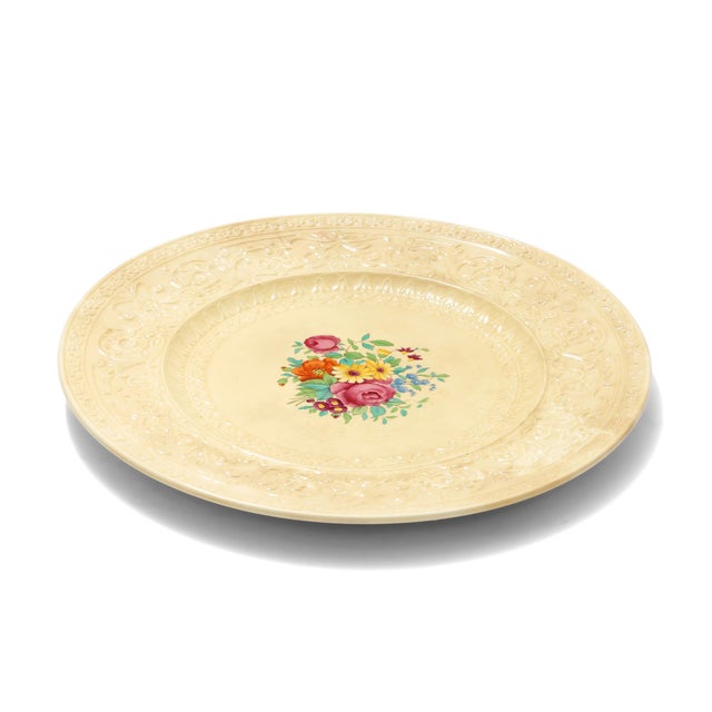 Royal Cauldon England Est. 1774 Cream Embossed Floral Dinner Plates — Set of 2 For Sale In Los Angeles - Image 6 of 6