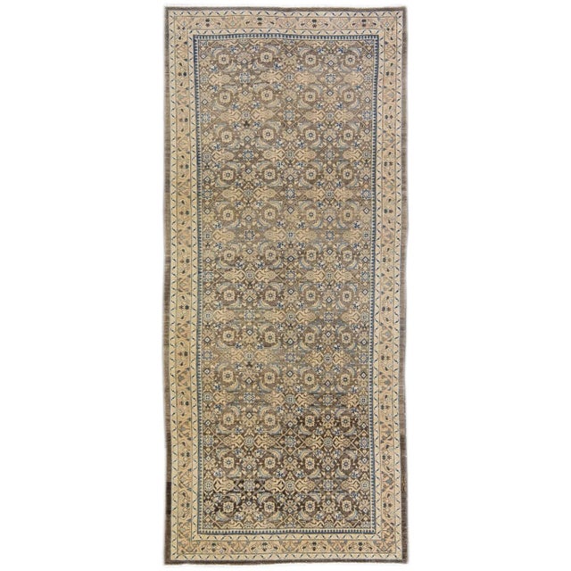 Textile Vintage Persian Distressed Brown Handmade All-Over Wool Rug For Sale - Image 7 of 7