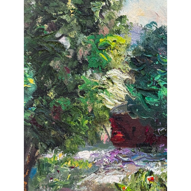 Vintage 1960's Oil Painting French Garden - Unknown Artist For Sale In Los Angeles - Image 6 of 8