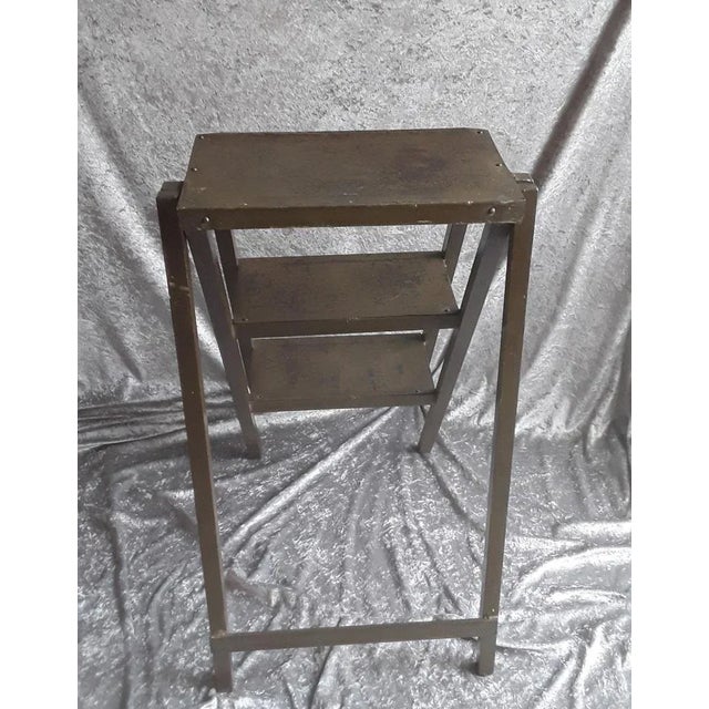 Vintage Industrial Step Ladder in Metal, 1950s For Sale - Image 6 of 8