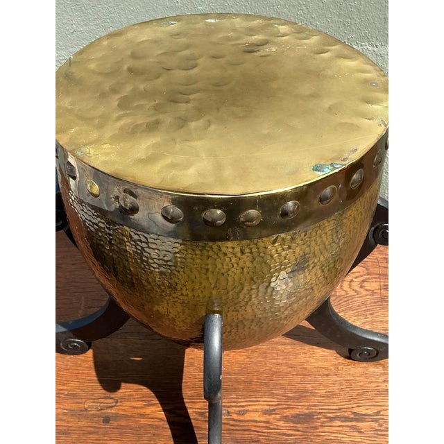 Vintage Hammered Brass Drum Table For Sale - Image 15 of 18