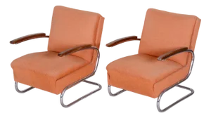 Set of Bauhaus Tubular Chrome Armchairs attributed to Mücke Melder, 1930s