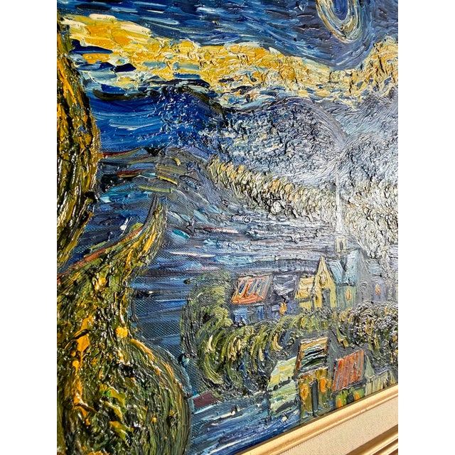 Late 20th Century Oil on Canvas After Van Gogh “The Starry Night” For Sale - Image 12 of 16