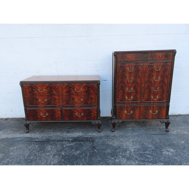 Early 1900s Carved Flame Mahogany Low Dresser Bathroom Vanity 6325 For Sale - Image 18 of 18