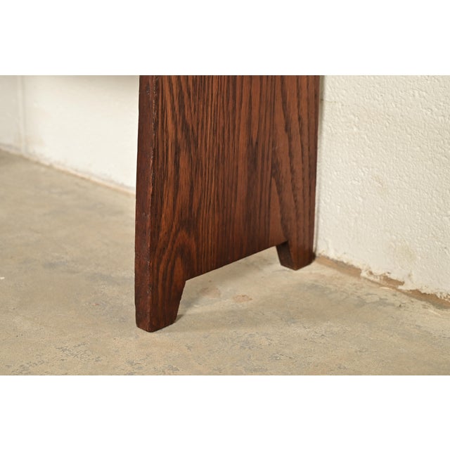 Brown Limbert Style Antique Mission Oak Arts & Crafts Cutout Book Trough or Magazine Stand, Circa 1910 For Sale - Image 8 of 12