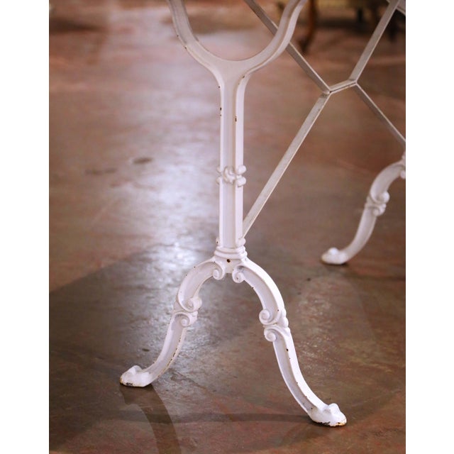 Early 20th C. French Oval Carrara Marble Pastry Table With Painted Iron Base For Sale - Image 4 of 8