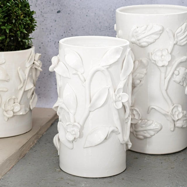 Italian Bougainvillea Garden White Medium Cachepot For Sale - Image 3 of 3