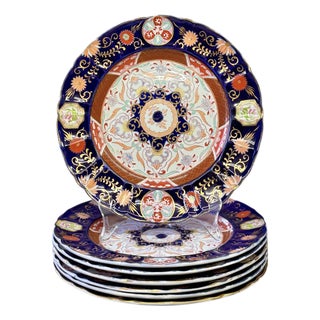 19th Century English Imari Style Plates by Ashworth Brothers - Set of 7 For Sale