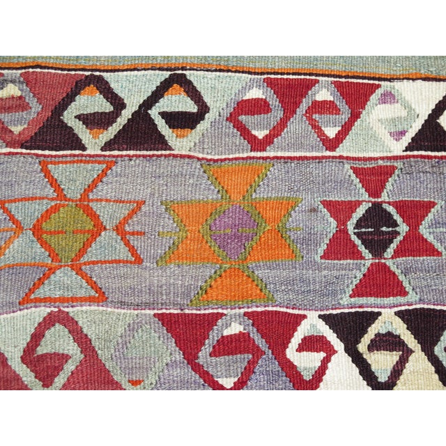 Mid 20th Century Mid 20th Century Vintage Aesthetic Turkish Area Boho Authentic Handmade Kilim Rug For Sale - Image 10 of 10